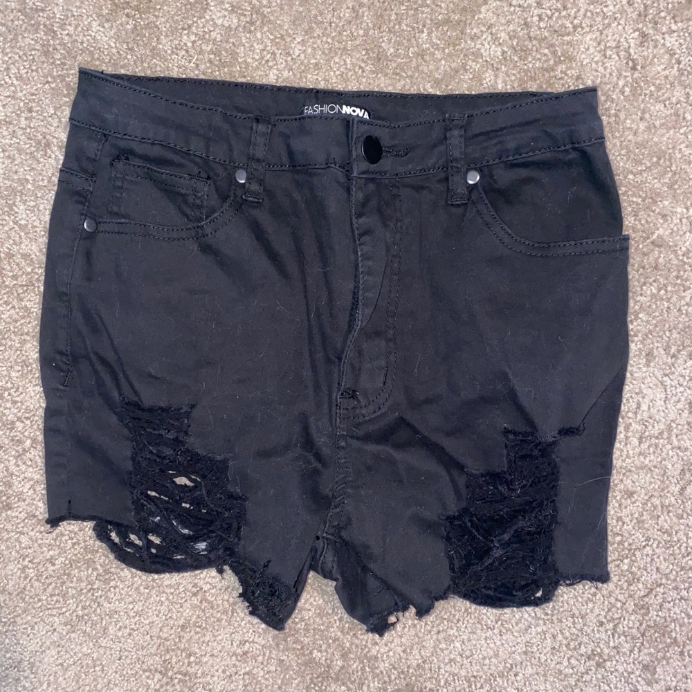 Fashion Nova black jean shorts